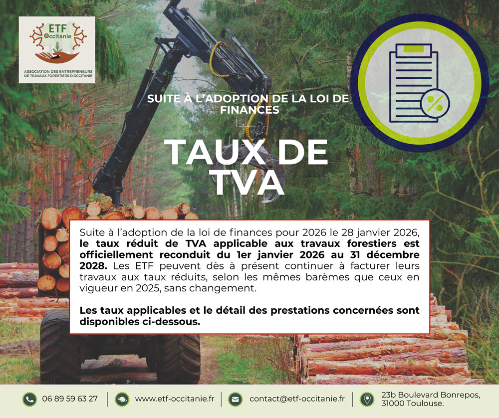 Travaux forestiers : TVA réduite reconduite !